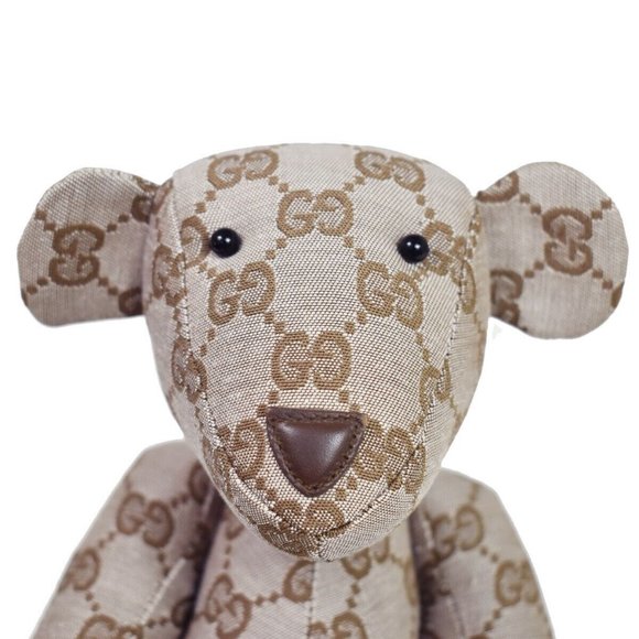 Authentic GUCCI GG Pattern Teddy Bear Bear Bag Plush Doll Stuffed Toy Brown Ital - Picture 5 of 10